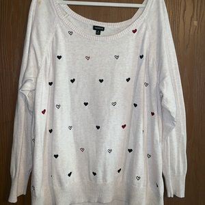 White with hearts Torrid sweater